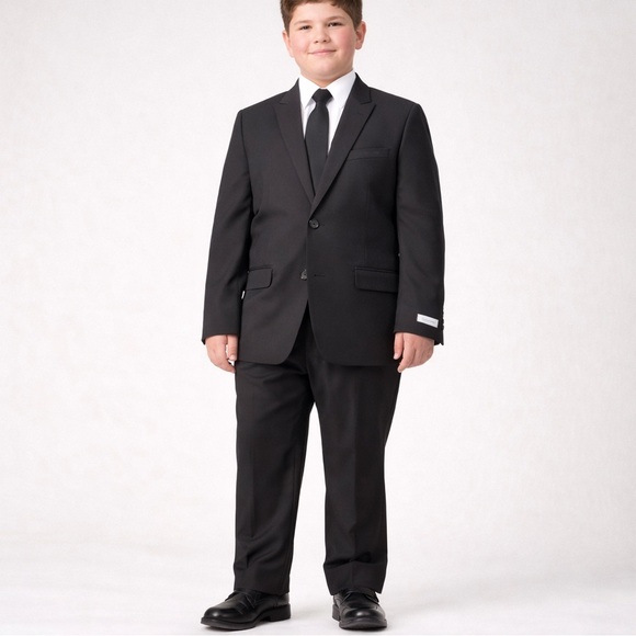 Calvin Klein youth boys 2-pice suit Stretch Slim Fit black size 14 husky formal